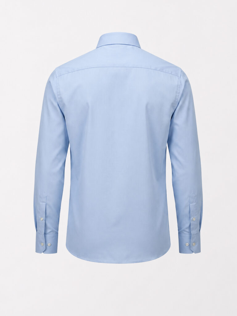 blue cotton poplin shirt back ghost shot