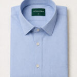 blue cotton poplin shirt folded