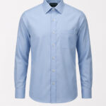 blue cotton poplin shirt front ghost shot