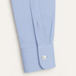 blue cotton poplin shirt sleeve detail close uo