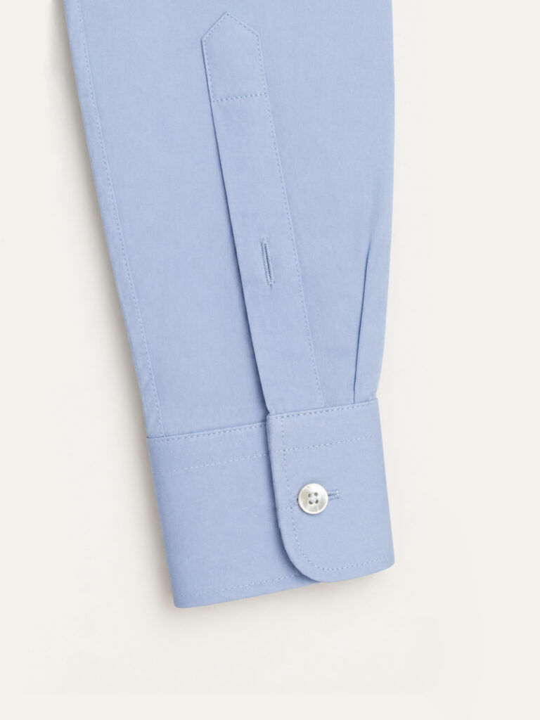 blue cotton poplin shirt sleeve detail close uo