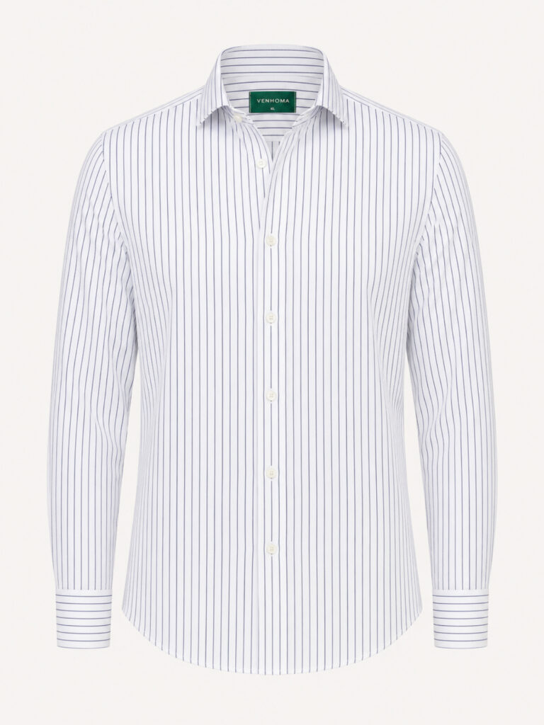 pin stripes white oxford shirt ghost shot front