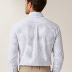 pin stripes white oxford shirt model shot back