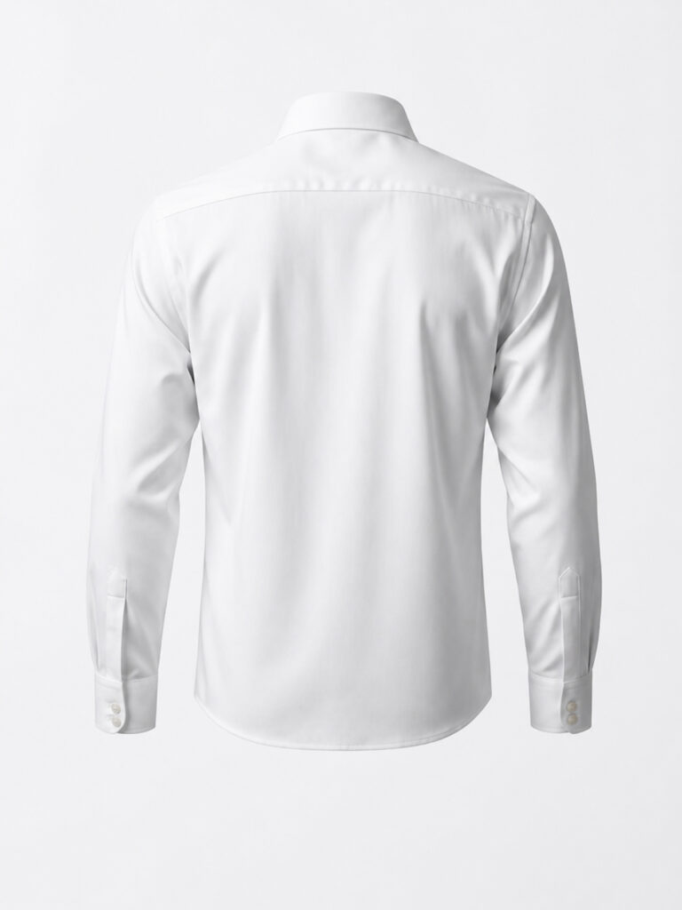 white cotton poplin shirt back ghost shot