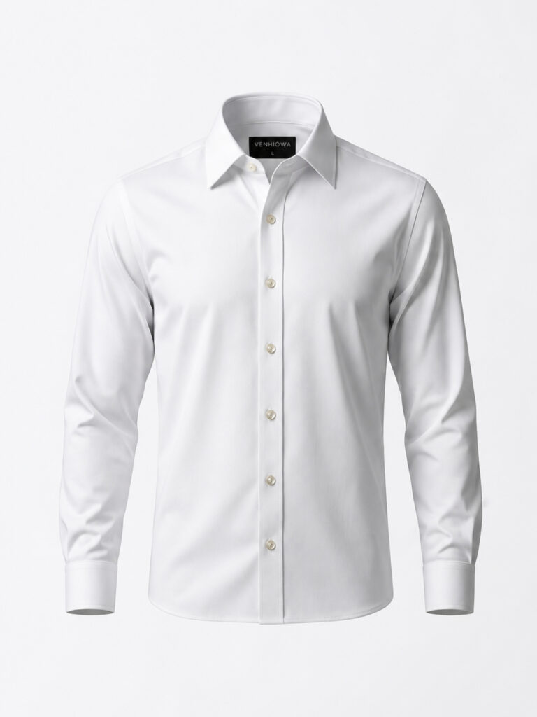 white cotton poplin shirt front ghost shot
