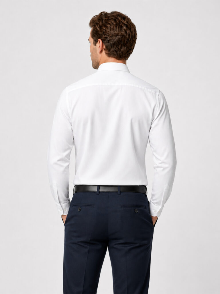white poplin shirt back model
