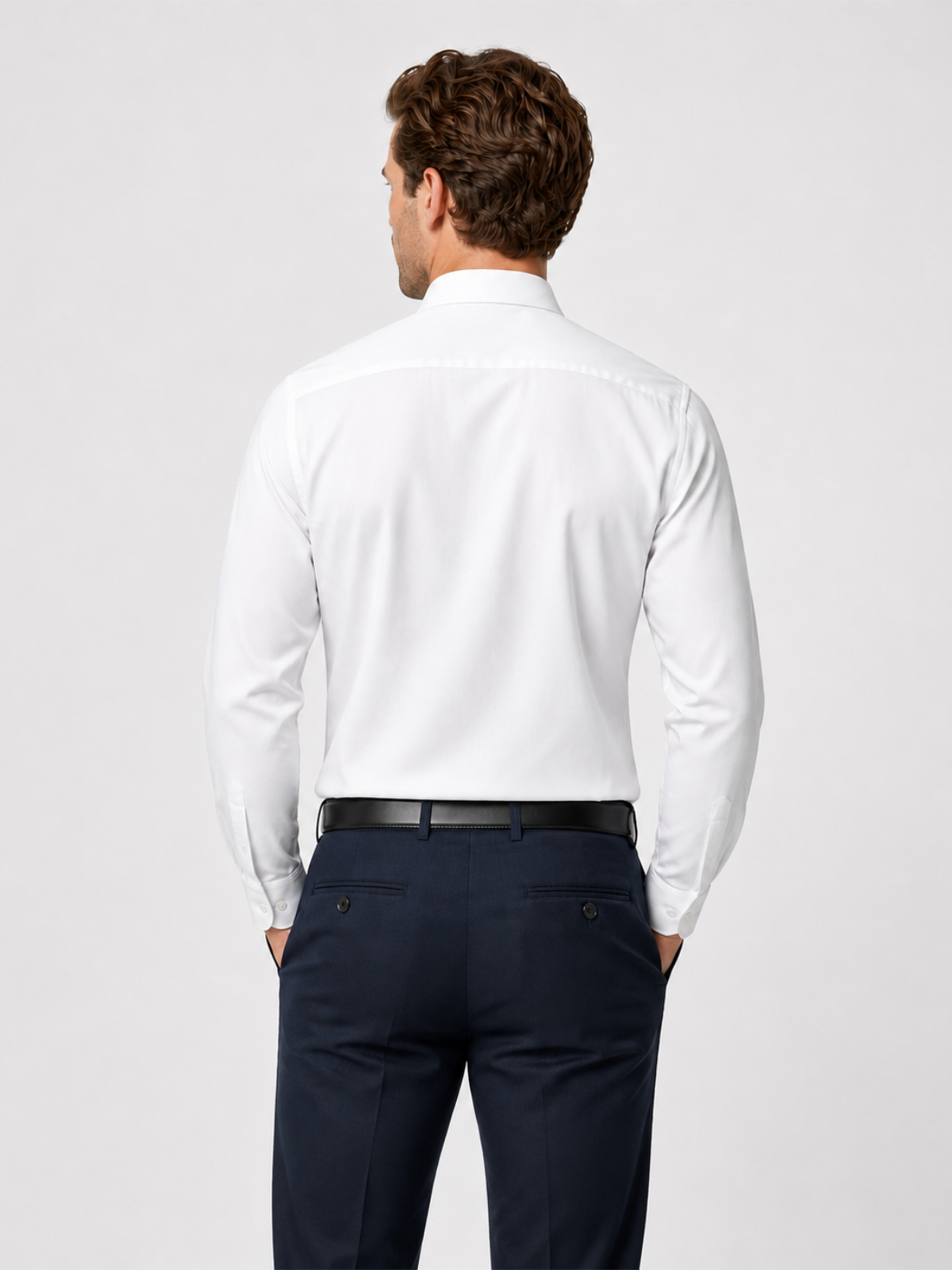 white poplin shirt back model