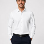 white poplin shirt front model