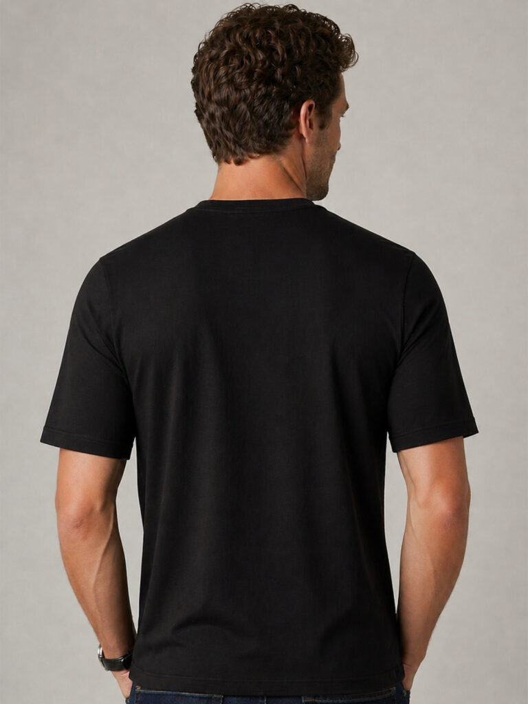 black t shirt back model