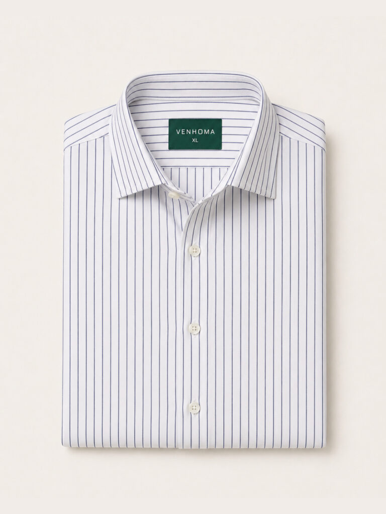 pin stripes white oxford cotton shirt folded