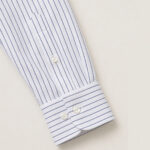pin stripes white oxford cotton shirt sleeve detail close up