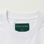 white t shirt front neck label close up