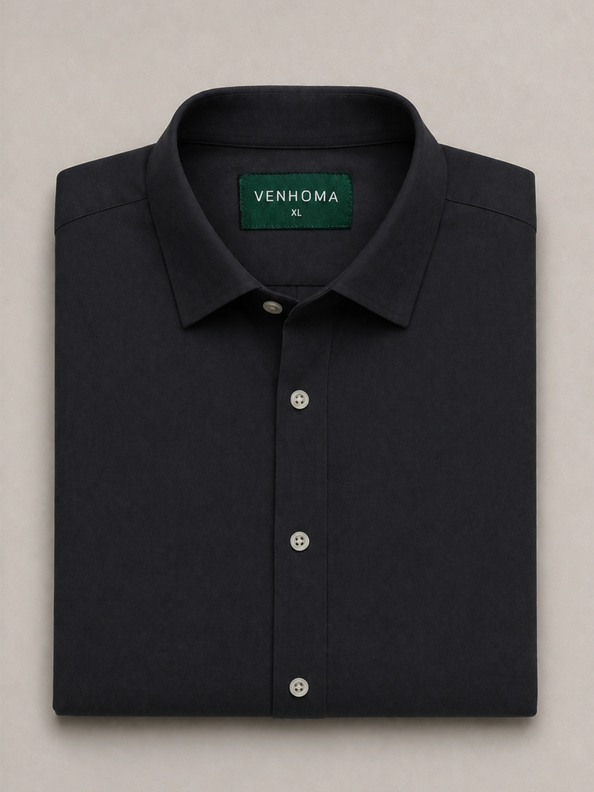Charcoal Black 100% Cotton Shirt Semi Cutaway Collar, Regular Fit - Image 4