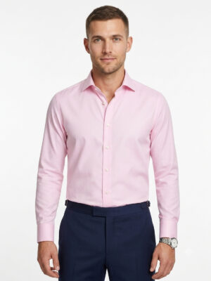 Pink Halite Cotton Poplin Shirt, Spread Collar, Regular Fit
