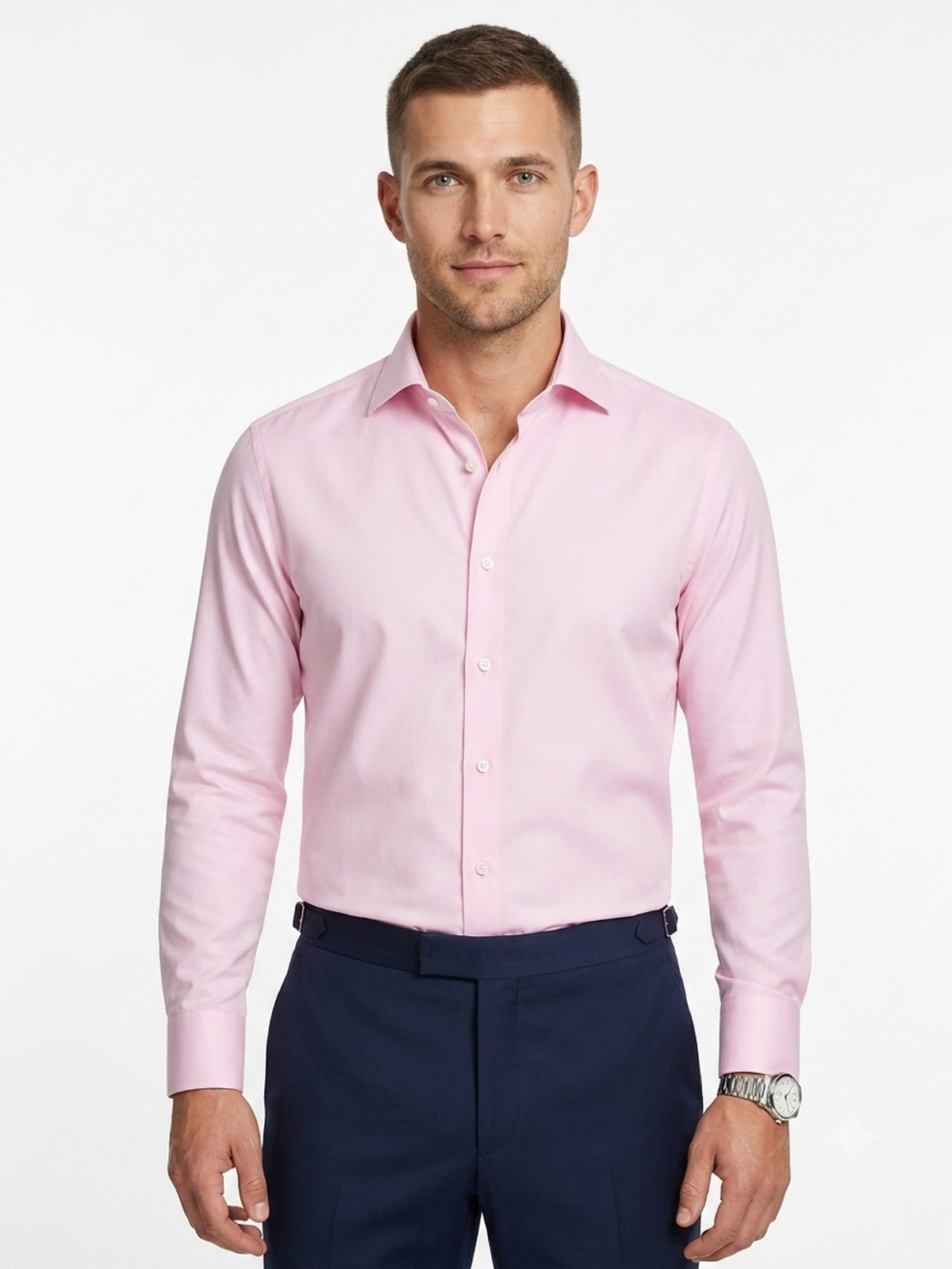 Pink Halite Cotton Poplin Shirt, Spread Collar, Regular Fit