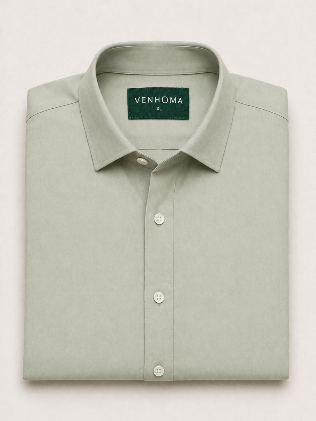 Sage Green 100% Cotton Shirt Spread Collar, Regular Fit - Image 4